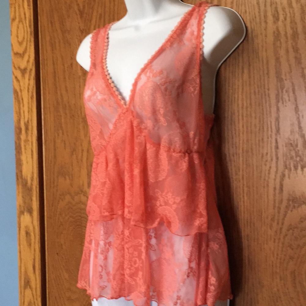 Rue 21 Romantic peach lace sheer top